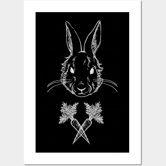 Easter Rabbit Crossbones Carrots Easter Sunday Wall Art by BUBLTEES